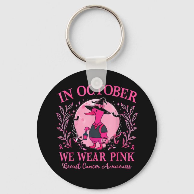 Chaveiro Em outubro, Vestimos o Cancer de Mama rosa-ganso (Frente)