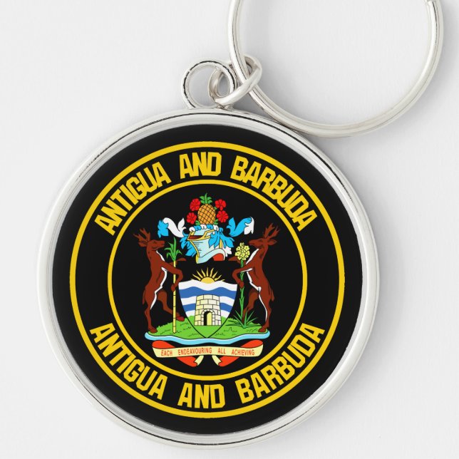 Chaveiro Emblem redonda de Antígua e Barbuda (Frente)