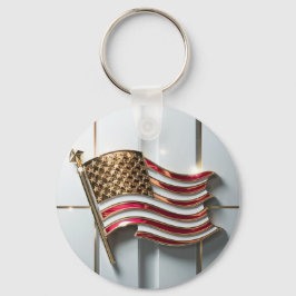 Chaveiro Emblema 3D Bandeira Americana a Ouro