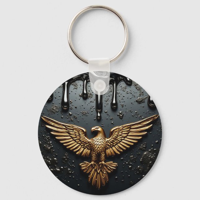 Chaveiro Emblema de Águia Dourada com Asas Estendidas (Frente)