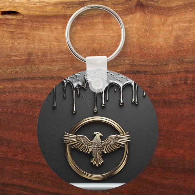 Chaveiro Emblema de Águia Dourada com Asas Estendidas (Frente)