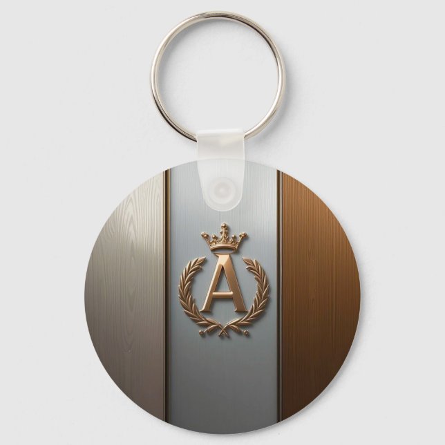 Chaveiro Emblema de Monograma Dourado A (Frente)