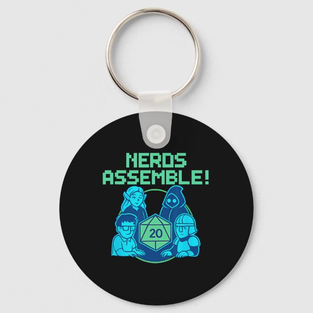 Chaveiro Emblema de Nerds Tabuleiro de Jogo Dados Design de (Frente)
