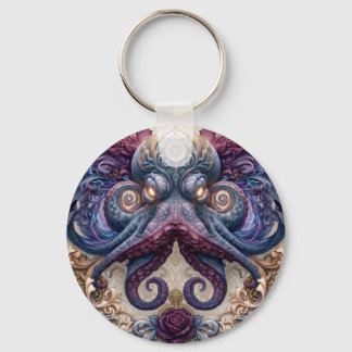 Chaveiro Emblema de polvo Steampunk com rosas roxas