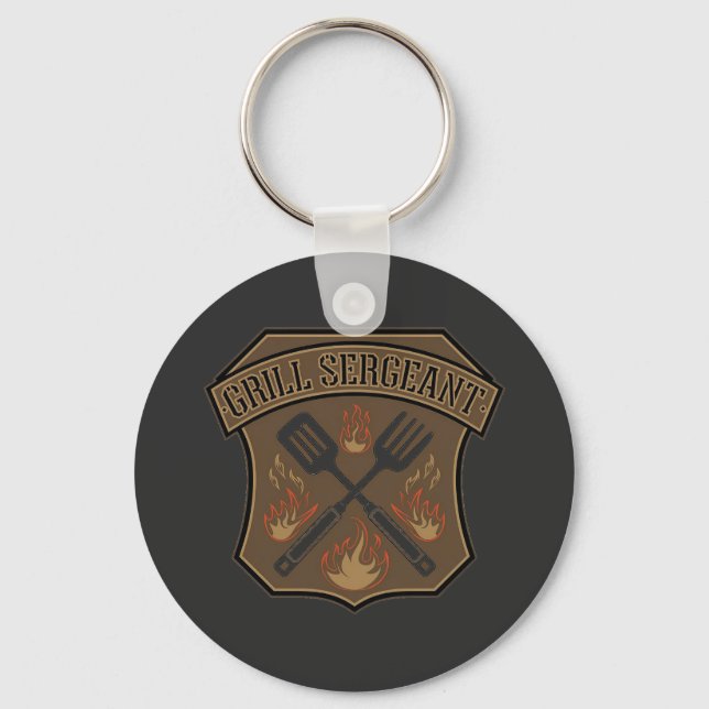 Chaveiro Emblema de Sargento de Churrasco com Espátula e Ga (Frente)