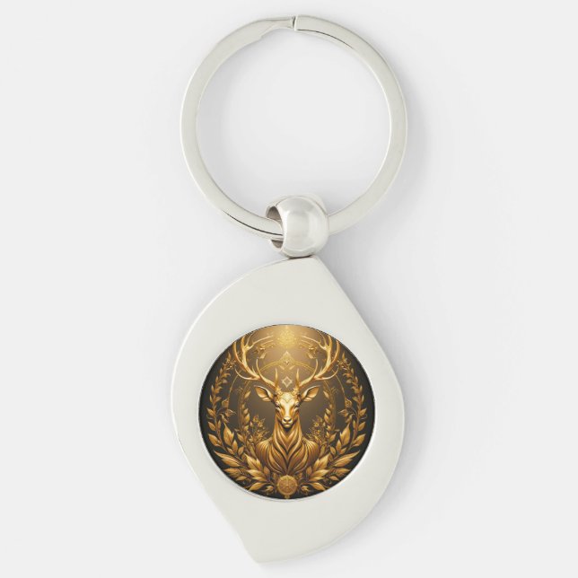 Chaveiro Emblema de Veado Dourado (Frente)