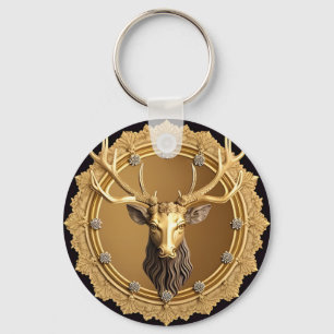 Chaveiro Emblema do veado do Ouro Elegante com quadro do Or