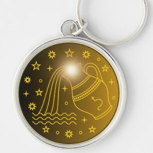 Chaveiro Emblema do Zodíaco Aquário Símbolo Celestial Min