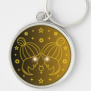Chaveiro Emblema do Zodíaco de Gêmeos Símbolo Celestial M