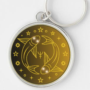 Chaveiro Emblema do Zodíaco de Peixes Símbolo Celestial M