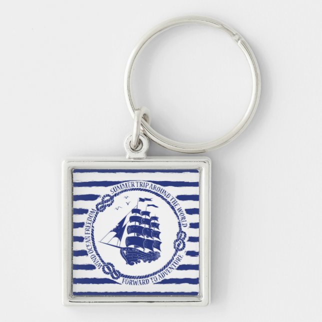 Chaveiro Emblema náutico com navio de navigação (Frente)