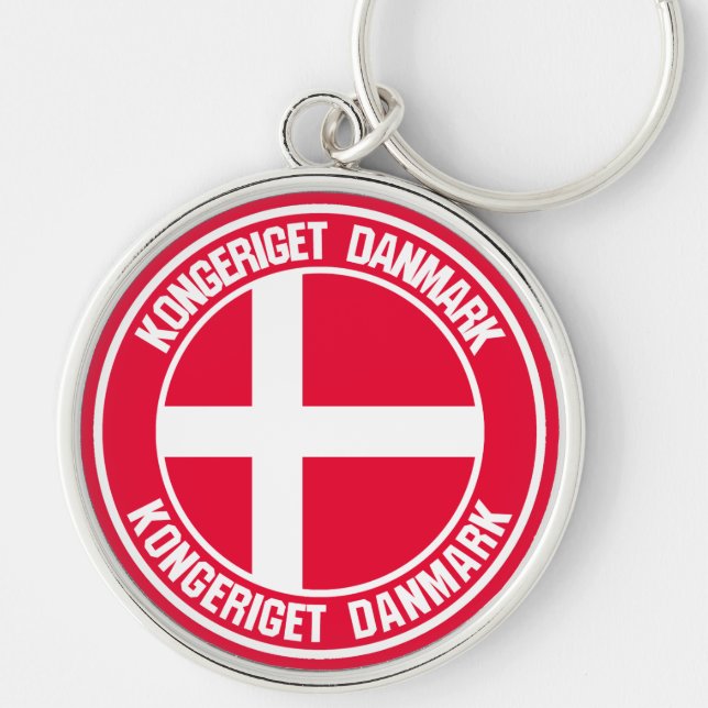 Chaveiro Emblema Redondo da Dinamarca (Frente)
