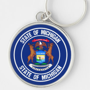 Chaveiro Emblema redondo de Michigan