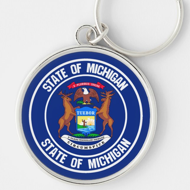 Chaveiro Emblema redondo de Michigan (Frente)