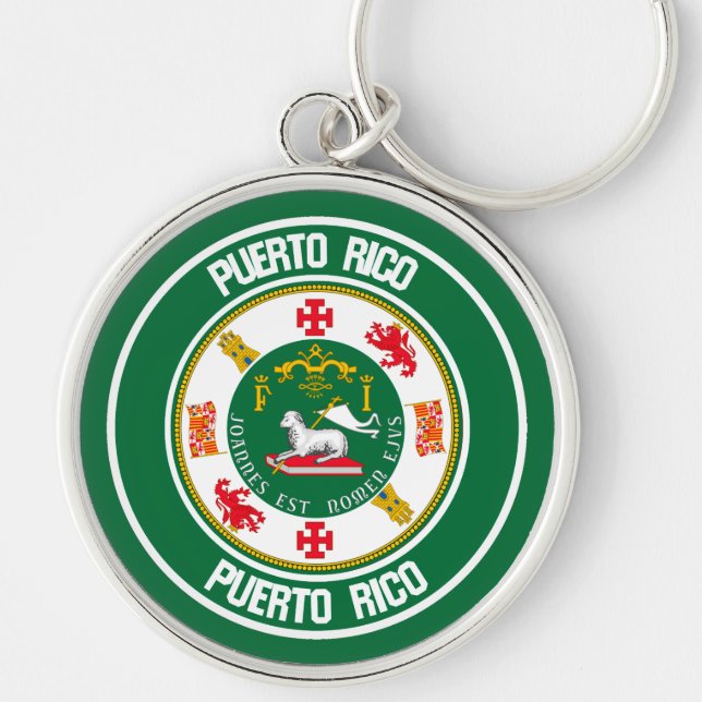 Chaveiro Emblema redondo de Puerto Rico (Frente)