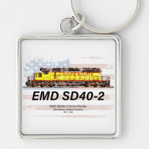 Chaveiro EMD SD40-2 Locomotiva Diesel. bandeira americana
