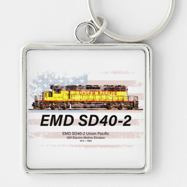 Chaveiro EMD SD40-2 Locomotiva Diesel. bandeira americana (Frente)