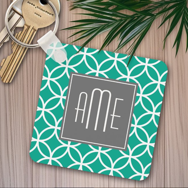 Chaveiro Emerald Geométrico com Monogramas (Personalized keychain - Add Name or Monogram)