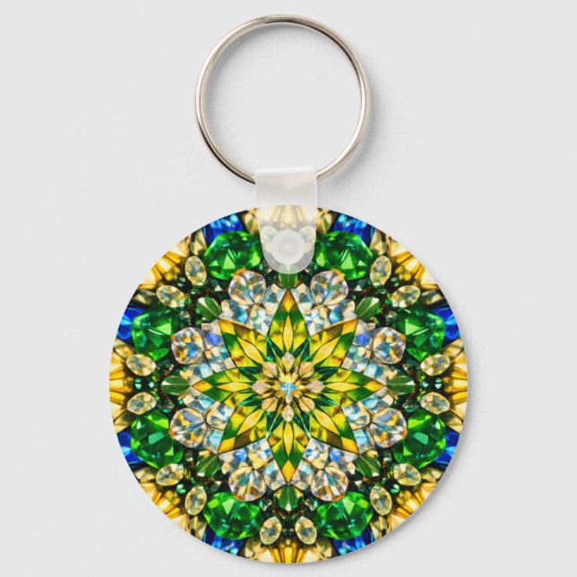 Chaveiro Emerald Kaleidoscope Mandala – Sparkling Keychain (Frente)