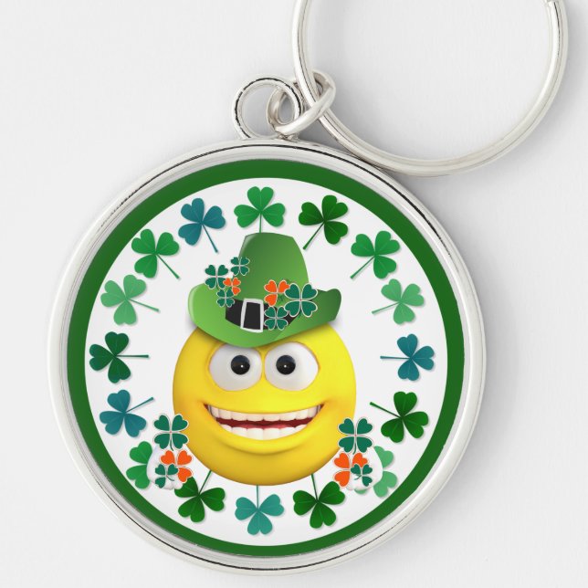 Chaveiro Emoji Bastante Irlandês com Shamrock Key Ring (Frente)
