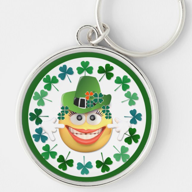 Chaveiro Emoji Bastante Irlandês com Shamrock Key Ring (Frente)