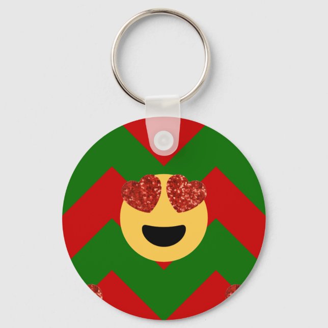 Chaveiro emoji do coração de natal (Frente)