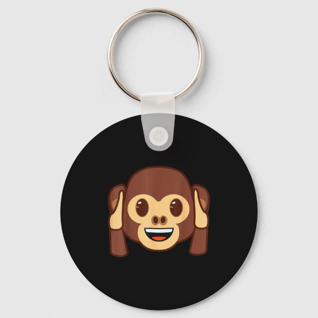 Chaveiro Emoji Monkey Holding Ears Yellow Smile Face  (Frente)