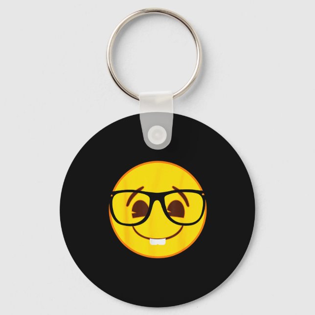 Chaveiro Emoji Nerd Gles Yellow Smile Face  (Frente)