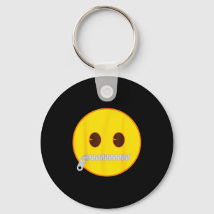 Chaveiro Emoji Oficial Rosto Sorriso Amarelo Boca Zipper Zi