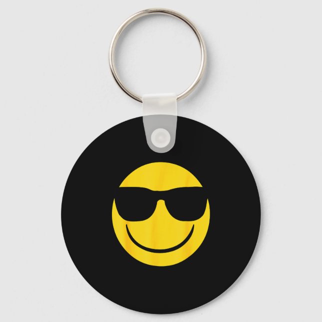 Chaveiro Emoji Retro Sungles Yellow Smile Face  (Frente)