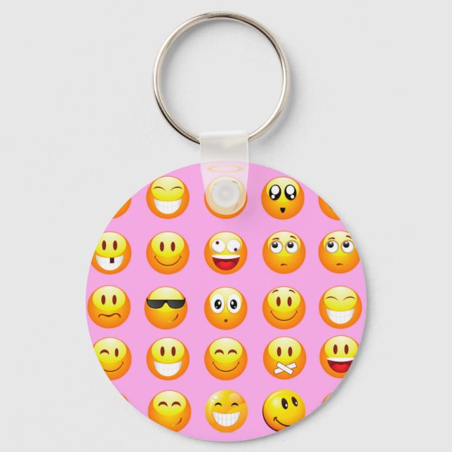 Chaveiro emoji rosa pastel (Frente)