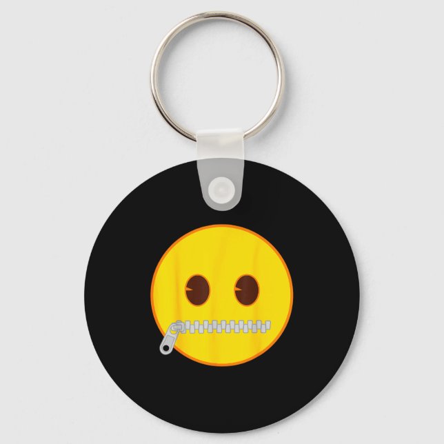 Chaveiro Emoji Zip Zipper Mouth Yellow Smile Face  (Frente)