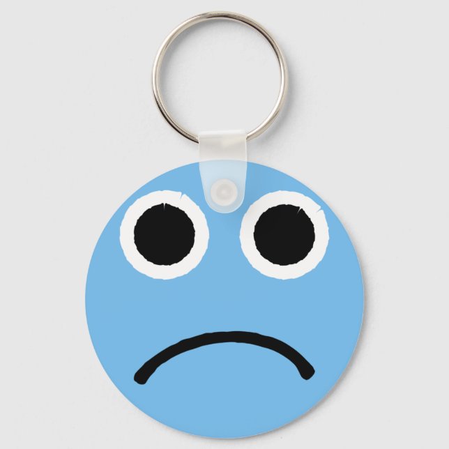 Chaveiro Emoticon Emoji, Emoticon Azul Triste (Frente)