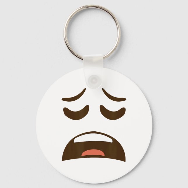 Chaveiro Emoticon Fácil Halloween De Cara Cansada Escavada (Frente)