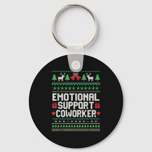 Chaveiro Emotional Suprt Coworker Funny Ugly Christmas Swea (Frente)