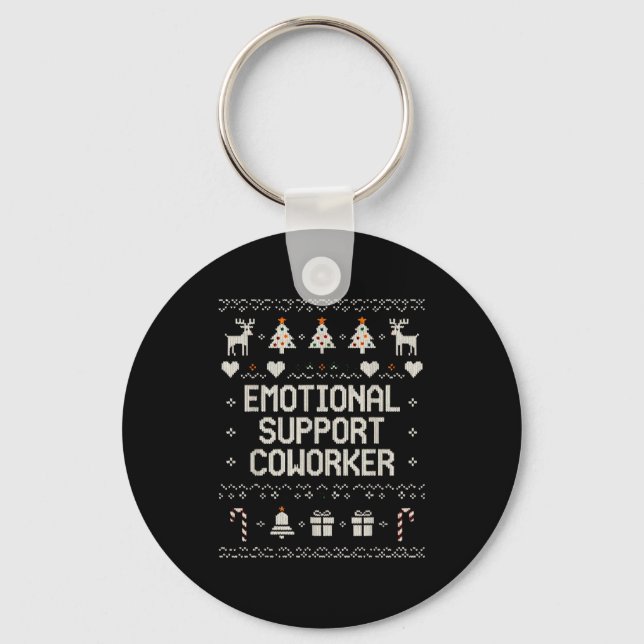 Chaveiro Emotional-suprt Coworker Funny Ugly Christmas Swea (Frente)