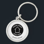 Chaveiro Empresa Imobiliária Adicione Seu Realce Personaliz<br><div class="desc">Este chaveiro de realtor personalizado chic é personalizado com o logotipo da sua empresa real no centro. Adicione o nome e o agente da sua empresa imobiliária neste design moderno para um presente clássico e personalizado.</div>