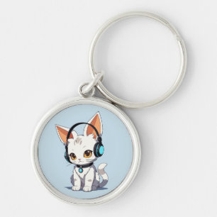 Chaveiro Encantador Design de Gato Kawaii