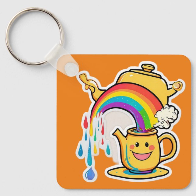 Chaveiro "Encantando Teapot Rainbow Pour" (Frente)