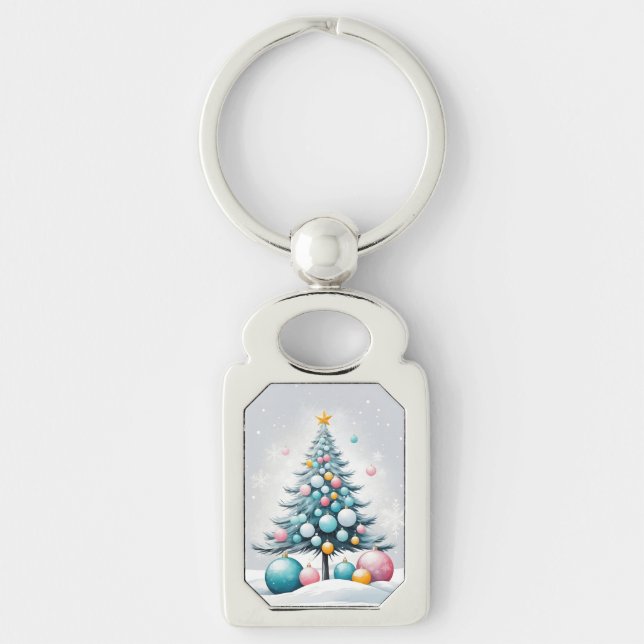 Chaveiro Enfeite Azul Rosa Natal Pastel Oversized (Frente)
