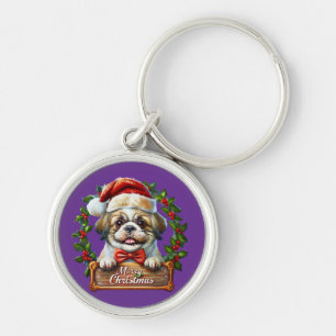 Chaveiro Enfeites de natal de Cachorro Bonito - Feliz Natal