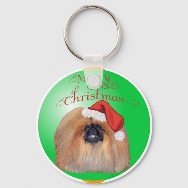 Chaveiro Enfeites de natal de Pekingese (Frente)