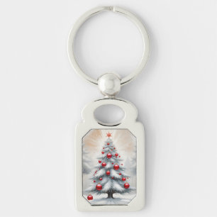 Chaveiro Enfeites Vermelhos de Natal Art Deco Inverno