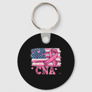 Chaveiro Enfermeira Americana Bandeira Rosa Cancer de Fita