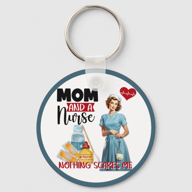 Chaveiro Enfermeira Nostálgica e Bonita Aperte Mãe e Enferm (Frente)