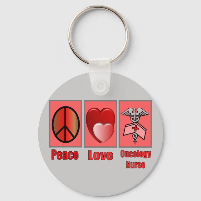 Chaveiro Enfermeira ONCOLOGY do Peace Love (Frente)