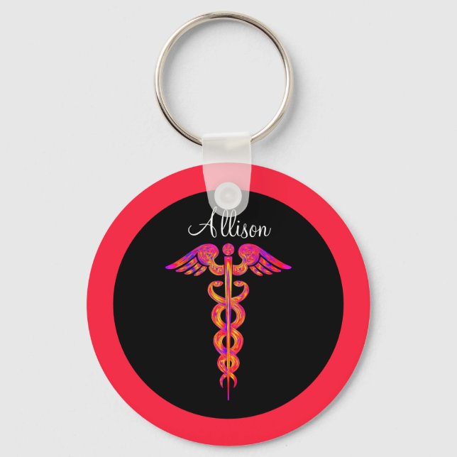Chaveiro Enfermeira Personalizada Médica Colorida de Caduco (Frente)