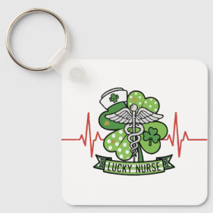 Chaveiro Enfermeira Sortuda do Dia de São Patrício Folha de