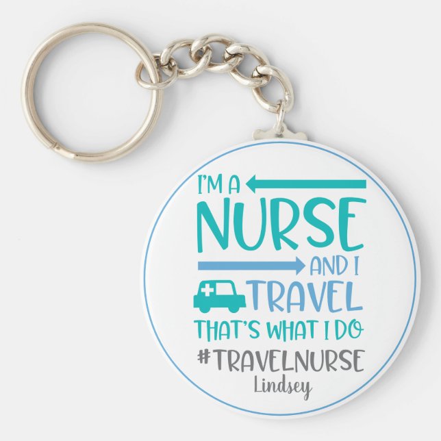 Chaveiro Enfermeira Viagem personalizada e engraçada Chavei (Frente)