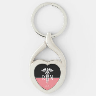 Chaveiro Enfermeiro Caduco Médico Silver Monograma Coral